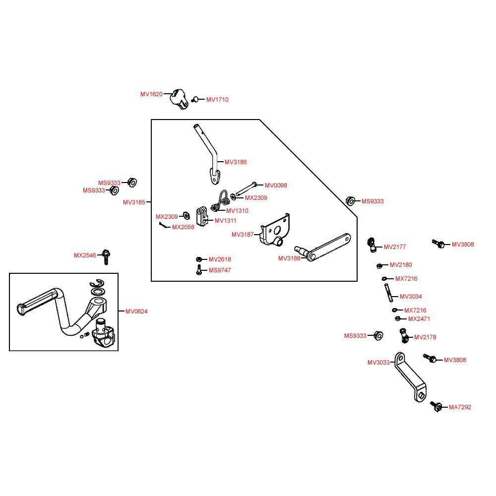 F16 Páka nášlapného startéru a řadící páka - Kymco MXU 50
