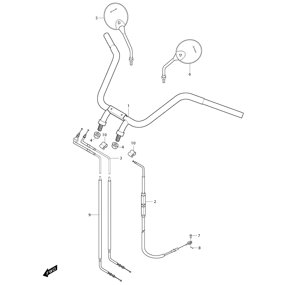 42 Řídítka / Zrcátka / Lanka - Hyosung GV 650i E