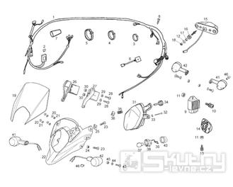 66.07 Osvětlení, blinkry, elektroinstalace, relé - Gilera RCR 50 od roku 2013, D50B0