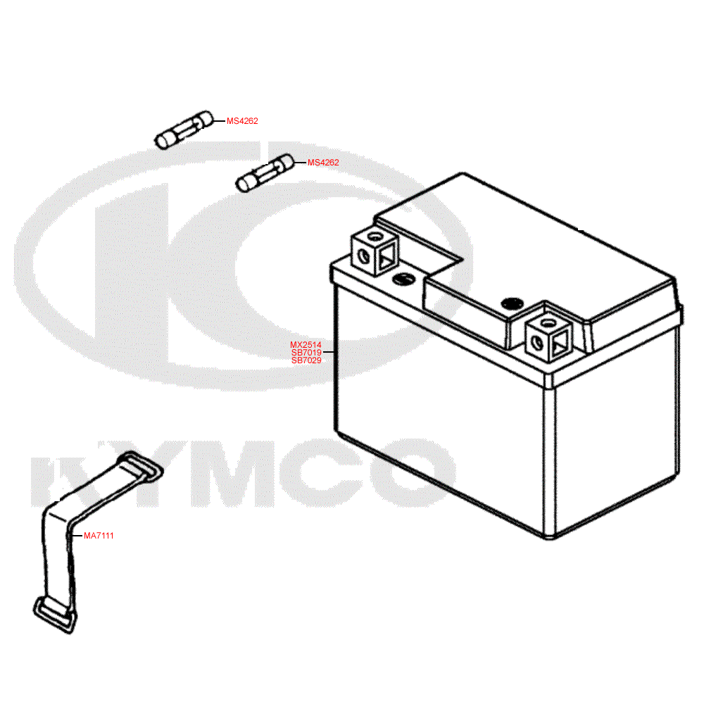 F11 Baterie a pojistky pro Kymco Super 8 125 [LC2U82000] (KL25CA) KC125T-B