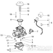 1.40 Karburátor (jednotlivé díly) - Gilera Runner 125 VX 4T Race 2005 (ZAPM46100)