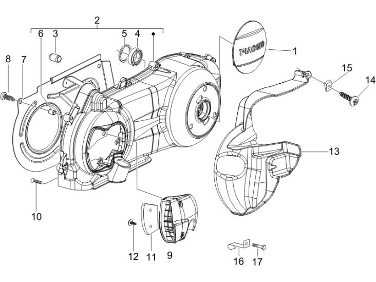 1.15 Kryt variátoru, přívod vzduchu pro variátor - Gilera Nexus 250 4T LC 2006 UK (ZAPM35300)