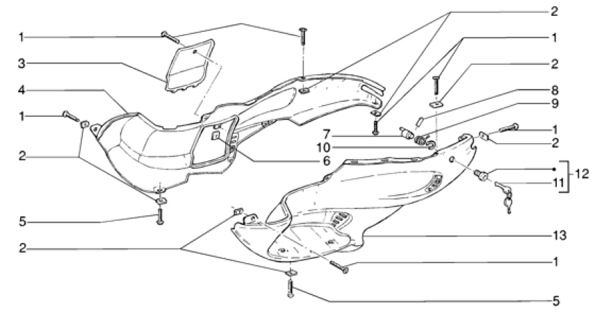 T28 Boční kapotáž, kryt baterie - Gilera Runner VX 125 4T (ZAPM24100, ZAPM24000)