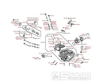 E03 Hlava válce, ventily a teplotní senzor - Kymco MXU 450i LOF LC90CE