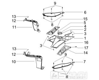 2.31 Středový plast, stupačky - Gilera Runner 125 VX 4T 2005-2006 UK (ZAPM46100)