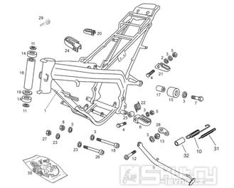 66.01 Rám, stupačky, boční stojan - Gilera RCR 50 od roku 2011, D50B0 (ZAPABA01)