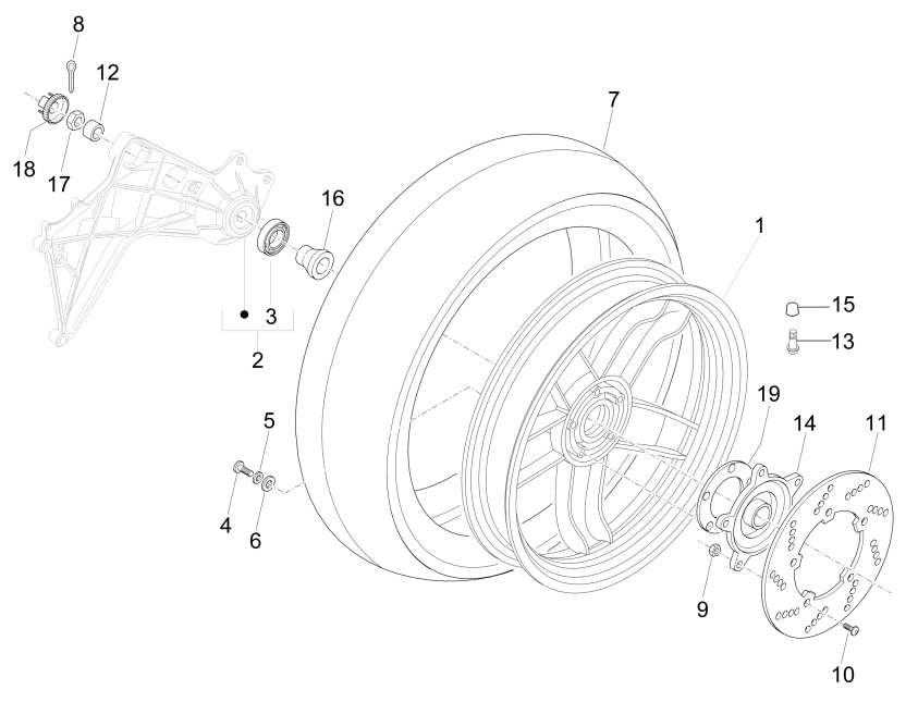 4.12 Zadní kolo - Gilera Nexus 500 4T LC 2006-2008 (ZAPM35200)