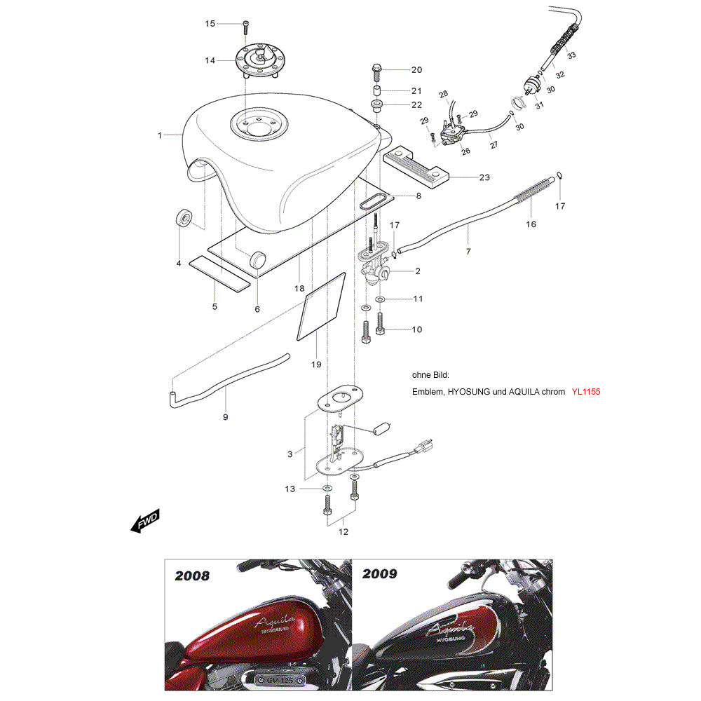 FIG31 Palivová nádrž - Hyosung GV 125M C Aquila