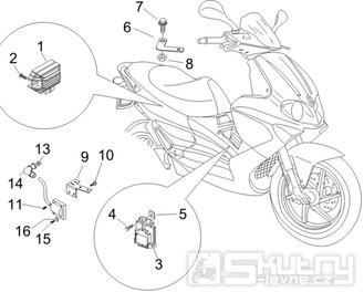 6.06 Regulátor napětí, zapalovací cívka a kabel - Gilera Runner 200 VXR 4T LC Race 2005-2006 (ZAPM46200)