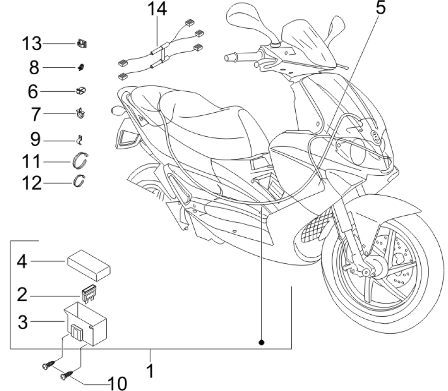 6.08 Elektroinstalace, pojistky - Gilera Runner 125 VX 4T 2006-2007 UK (ZAPM46300)