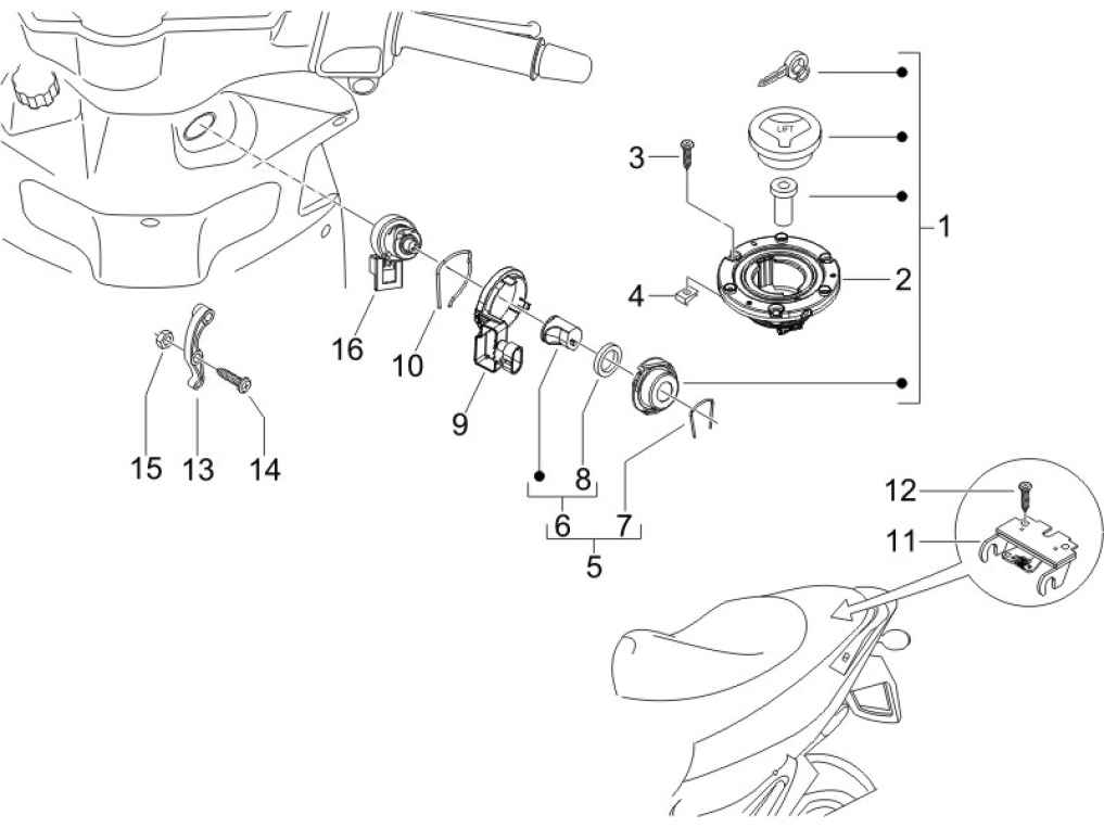 2.46 Zámky - Gilera Runner 125 VX 4T 2005-2006 UK (ZAPM46100)