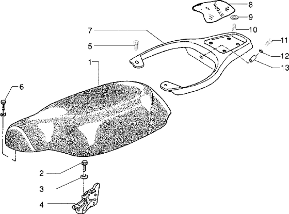 T25 Sedačka, zadní nosič - Gilera Storm 50ccm 1998-2005 (TEC2T...)