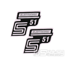 Nápis S51 Elektronik samolepicí fólie bílá 2 ks pro Simson S51 / S51 Enduro