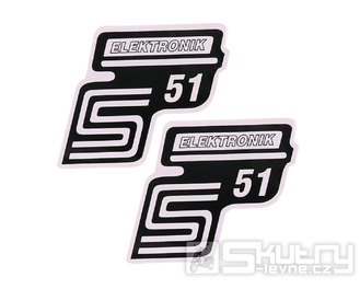 Nápis S51 Elektronik samolepicí fólie bílá 2 ks pro Simson S51 / S51 Enduro