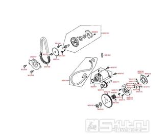 E07 Elektrický startér a olejové čerpadlo - Kymco Heroism 125/150