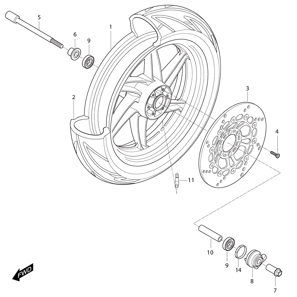 FIG37 Přední kolo - Hyosung GT 250i NE (Naked)
