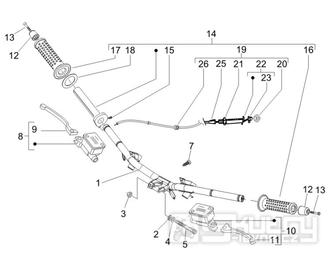3.06 Řidítka, gripy, brzdové páčky - Gilera Runner 200 VXR 4T LC 2006 UK (ZAPM46400)