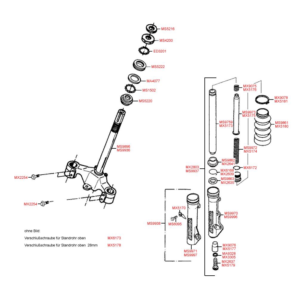 F06 Přední tlumiče / sloupek řízení - Kymco Yager 50 (Spacer 50)