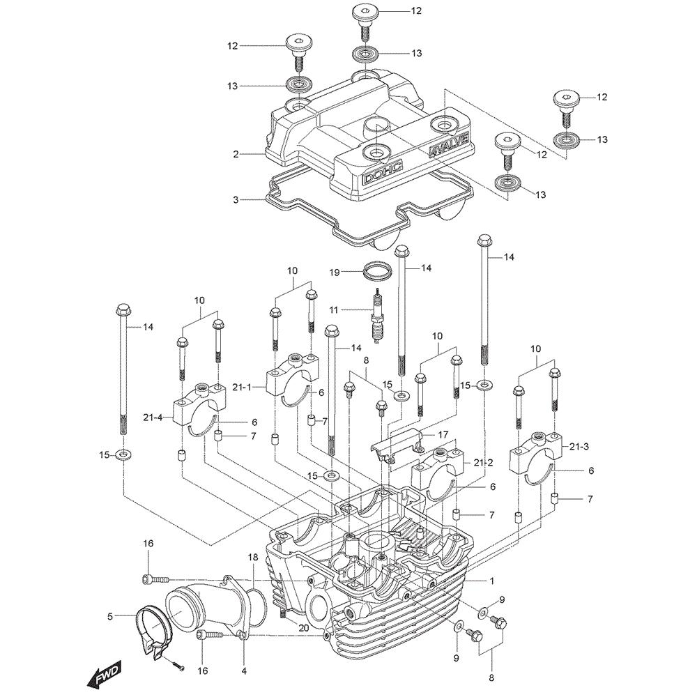 FIG01h Hlava válce zadní - Hyosung GT 125 NE