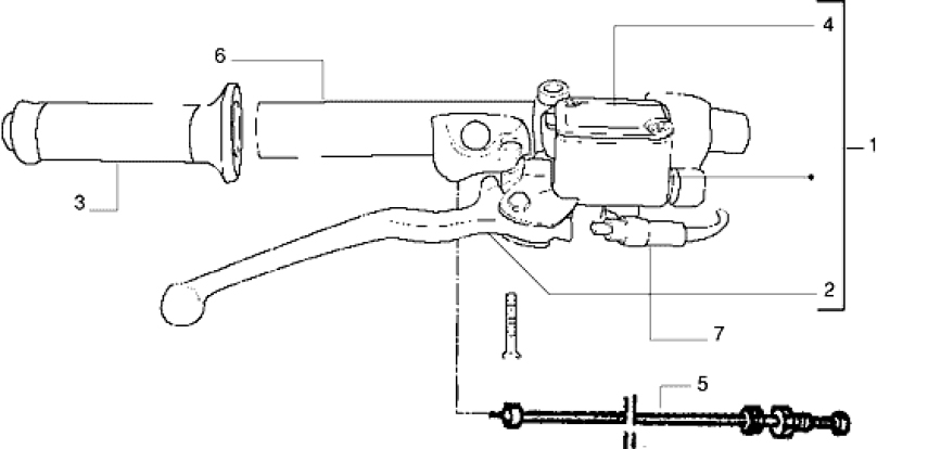 T34 Přední brzdová páčka, rukojeť - Gilera DNA 50ccm 2T 1998-2005 (ZAPC27000...)