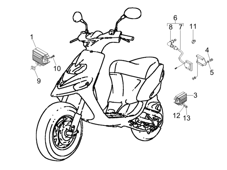 6.06 Regulátor napětí, zapalovací cívka a kabel - Gilera Stalker 50 2T 2005-2006 (ZAPC40100)