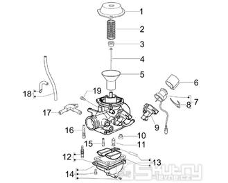 1.40 Karburátor (jednotlivé díly) - Gilera Runner 200 ST 4T LC 2008-2011 (ZAPM46401)