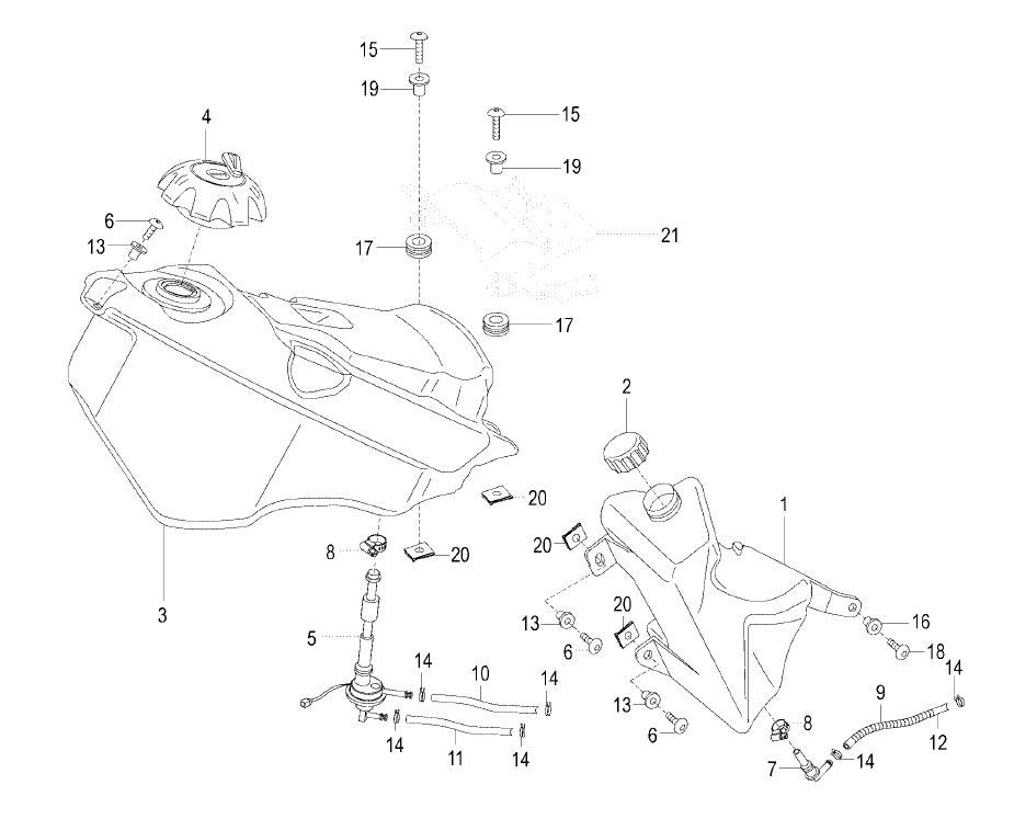 Palivová a olejová nádrž - Malaguti XSM 50 Motard 2008