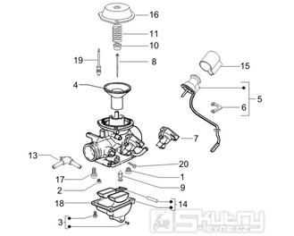 1.40 Karburátor (jednotlivé díly) - Gilera Runner 125 "SC" VX 4T 2006-2007 (ZAPM46100)