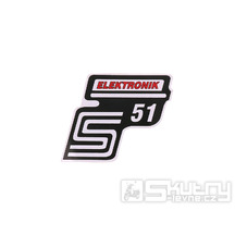 Nápis S51 Elektronik samolepicí fólie červená pro Simson S51 / S51 Enduro