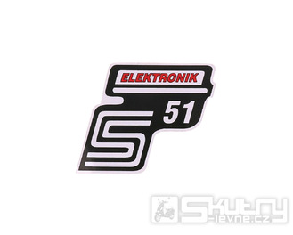 Nápis S51 Elektronik samolepicí fólie červená pro Simson S51 / S51 Enduro