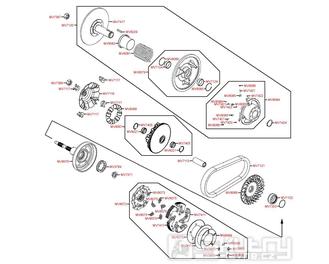 E06 Variátor / řemen variátoru / spojka - Kymco MXU 400