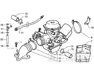 T18 Karburátor - Gilera DNA 180ccm 4T LC do 2005 (ZAPM26000...)