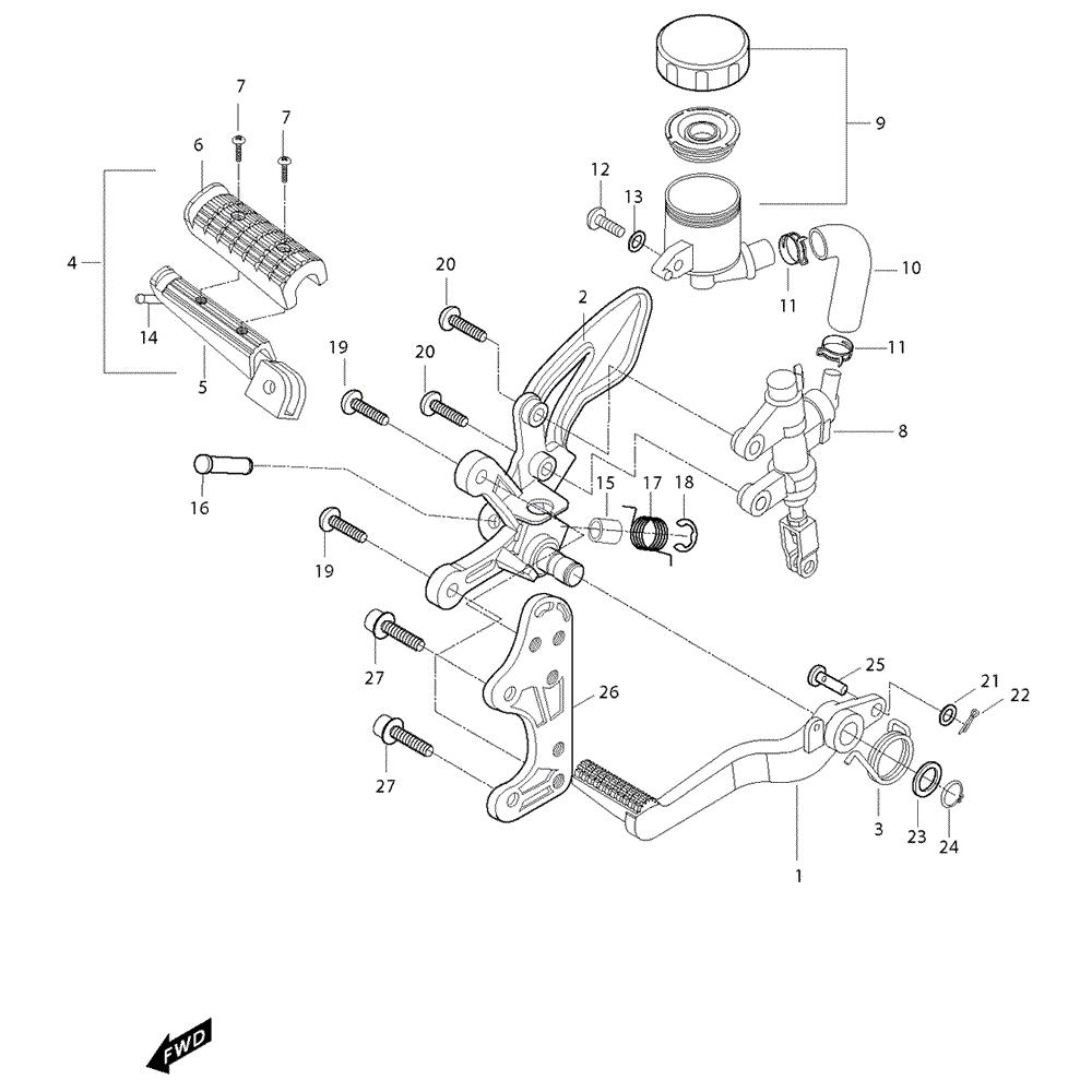 FIG28 Zadní brzda - Hyosung GT 125 NE