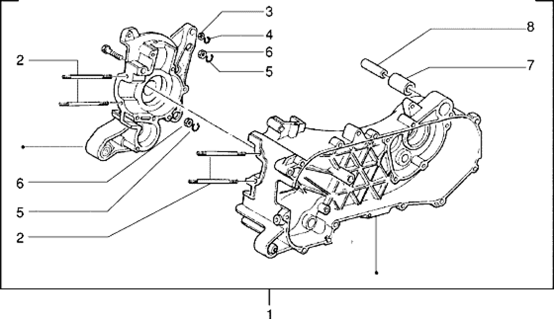 T2 Skříň klikové hřídele - Gilera Easy Moving 50ccm 2T AC (SSP2T0001001...)