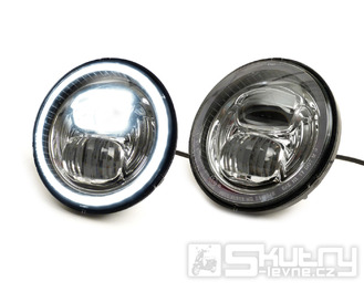 Přední LED světlo Moto Nostra HighPower Ø143mm 12V, chromový reflektor, pro Vespa PX, Cosa
