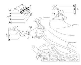 6.04 Zadní světlo a blinkry - Gilera Runner 50 PureJet 2005-2006 UK (ZAPC46200)