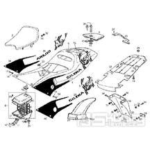 T15 Sedačka, vzduchový filtr, zadní kapotáž - Gilera GPR 50ccm do 2005 (ZAPCGPRREB...)