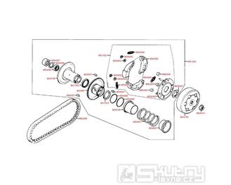E07 Spojka / Řemen variátoru - Kymco Super 9 AC 50