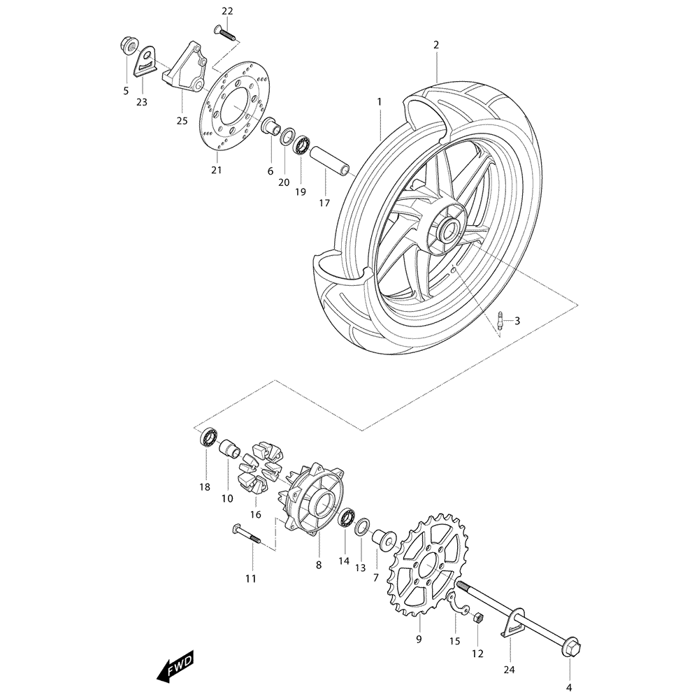 FIG46 Zadní kolo - Hyosung GT 250i NE (Naked)