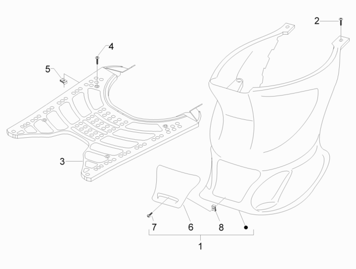 2.31 Středový plast, stupačky - Gilera Stalker 50 2T 2008-2011 (ZAPC40100, ZAPC40101)