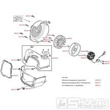 E08 Ventilátor / magneto dobíjení - Kymco Agility 50 4T KG10SA