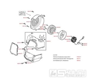 E08 Ventilátor / magneto dobíjení - Kymco Agility 50 4T KG10SA