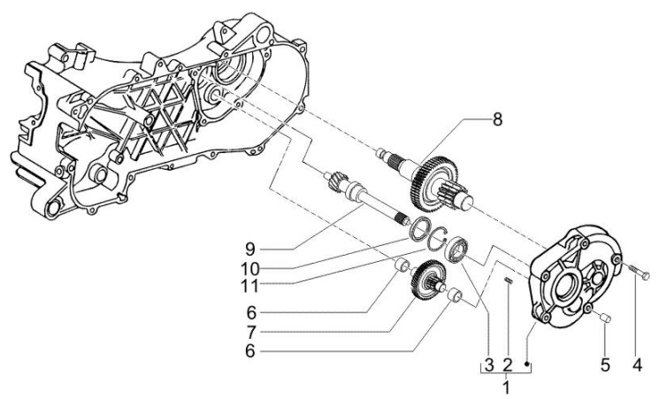 1.25 Převodovka - Gilera Runner 50 SP 2010-2012 (ZAPC46100, ZAPC46300, ZAPC4610001)