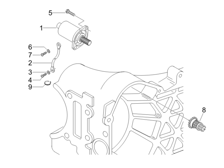 1.20 Elektrický startér motoru, nakopávací páka - Gilera Runner 50 PureJet SC 2005 UK (ZAPC46200)