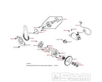 E07 Elektrický startér a olejové čerpadlo - Kymco MXer 150