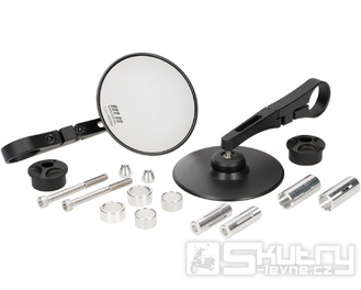 Sada zrcátek do konců řídítek Moto Nostra 1409, hliník CNC, kulatá Ø95mm
