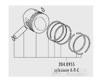 Pístní sada Polini (B) - Piaggio/Vespa 125 ccm 4T,  Ø 61 mm = 204.0955/B