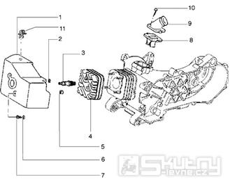 T5 Hlava válce, kryt chlazení motoru - Gilera Stalker 50 do roku 2005 (ZAPC13000...)
