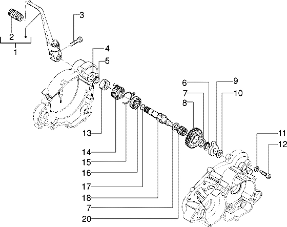 T5 Startovací páčka, mechanismus nožního startování - Gilera Surfer (VTBC 08000 ...)