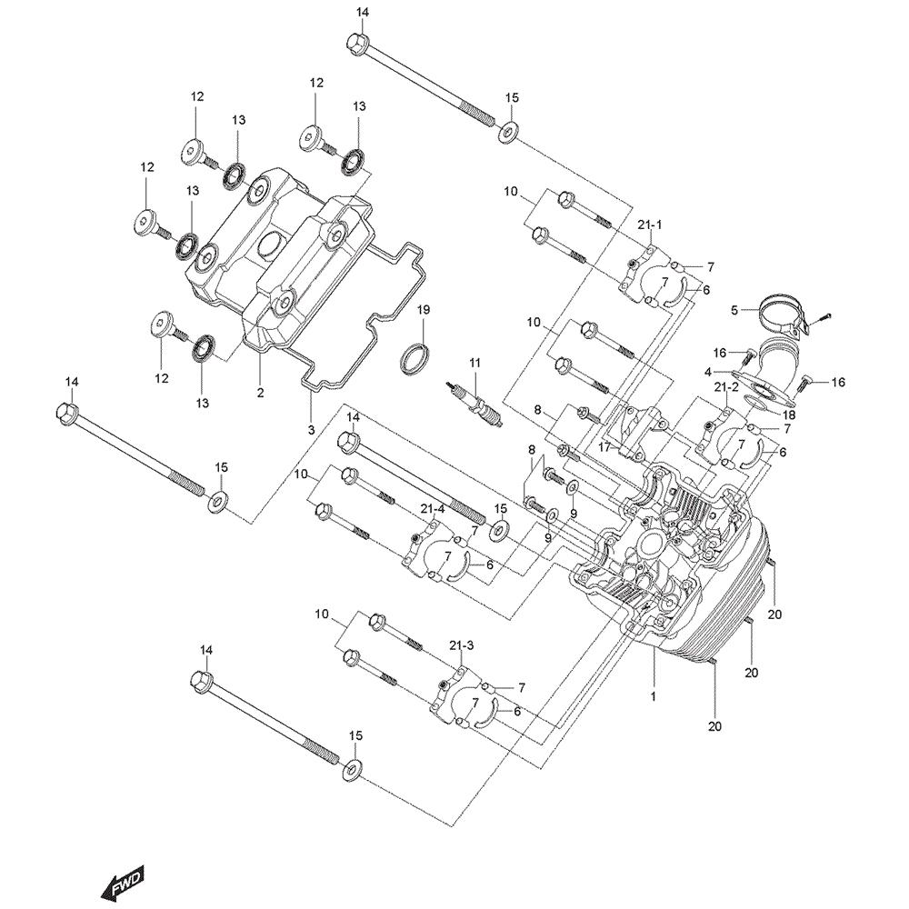 FIG01v Hlava válce přední - Hyosung GT 125 NE